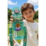 M&B Water Bottle Hello Kapibara Motifli Pipetli Çocuk Matarası - 800 ml Kilitli Kapaklı Askılı Suluk - Mavi
