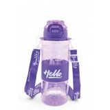 M&B Water Bottle Hello Pipetli Suluk, 800 ml, Mor, Renkli Boyun Askılı Çocuk Suluğu
