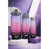 M&b Water Bottle M&b 3'lü Motivasyon Matara Tritan Malzemeden Üretilmiş Su Şişesi Seti - Gri - 1 Adet