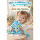 M&B Water Bottle Sevimli Ayıcıklı Matara 750 ml - Renkli Çocuk Suluk, Okul Için Boyun Askılı Suluk Bpa Içermez - Mavi - 1