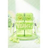 M&B Water Bottle Yeah Çift Bölmeli Suluk, 0,80 Litre, Yeşil, Askılı Çift İçimli Okul Çocuk Suluğu, BPA İçermez