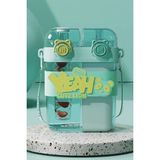 M&B Water Bottle Yeah Çift Bölmeli Suluk - Renkli Boyun Askılı Çift Içimli Okul Çocuk Suluğu Bpa Içermez - Mavi
