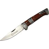 Mb3936a Kahverengi Av / Kamp Çakısı 20Cm- Manuel, İşlemeli, Kemerlikli, Ahşap Sap