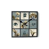 Mba Ahşap Saatler Mb Kare Çiçek Temalı Duvar Saati 30X30X3,5 Cm | Dekoratif Ahşap Duvar Saati