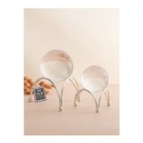 Mba Decor Metal Bending Art 2'Li ( Ikili ) Gümüş Kristal Içi Dolu Cam Küre Paslanmaz Masaüstü Sehpa Ofis Ev Dekorasyon Ahtapot