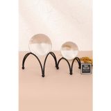 Mba Decor Metal Bending Art 2'Li ( İkili ) Siyah Kristal İçi Dolu Cam Küre Paslanmaz Masaüstü Sehpa Ofis Ev Dekorasyon Ahtapot