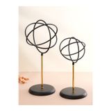 Mba Decor Metal Bending Art 2'Li ( Ikili ) Sphere Siyah Küre Paslanmaz Kaplama Modern Ev Ofis Dekorasyon Dekoratif Obje 41-32Cm