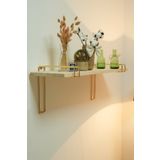 mba decor metal bending art Altın Ayaklı Masif Doğal Ahşap Gold Kaplama Duvar Rafı Kitaplık Düzenleyici Büyük Boy 80x20