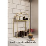 mba decor metal bending art Arco Model 2 Katlı Gold Metal Masaüstü Düzenleyici – Mutfak Banyo Rafı Organizer Raf
