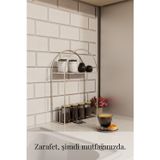 mba decor metal bending art Arco Model 2 Katlı Gümüş Metal Masaüstü Düzenleyici – Mutfak Banyo Rafı Organizer Raf