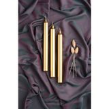 Mba Decor Metal Bending Art Gold 3'Lü Şamdan Mumu Parlak Mum Metalik Kaplama Gövde 1. Kalite Uzun Çubuk Konik