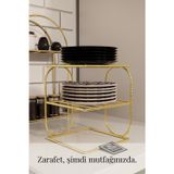 mba decor metal bending art Gold Metal 2 Katlı Tabaklık – Tezgah Üstü Mutfak Düzenleyici Raf Stand Organizer