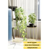 Mba Decor Metal Bending Art Gold Paslanmaz Metal Ayaklı İkili Çiçeklik - Dekoratif Saksılık & Vazo İçin Şık Tasarım