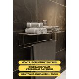 mba decor metal bending art Gümüş Kendinden Yapışkanlı Banyo Havluluk Raf – Montaj Gerektirmez, Paslanmaz & Şık