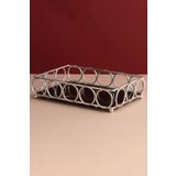 mba decor metal bending art Halka Model 1.kalite Paslanmaz Gümüş Dolu Demir Akrilik Taban Tepsi Sunumluk Organizer Sofra Mutfak