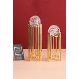 mba decor metal bending art Ikili Gold Dekoratif Obje Dekorasyon Ofis Konsol Zigon Paslanmaz Metal 6 Cm Köpüklü Kristal
