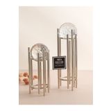 Mba Decor Metal Bending Art Ikili Gümüş Içi Dolu Köpüklü Kristal Metal Stand Paslanmaz Kaplama Dekoratif Obje Hediyelik