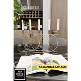 mba decor metal bending art Metal Gümüş Double Geometri Masaüstü Şamdan Mumluk Dekoratif Mumluk Paslanmaz Ev Dekorasyon 45cm