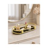 mba decor metal bending art Noir Dekoratif Organizer Tepsi Gold Metal Çerçeveli Siyah Yüzey 21 x 10 x 3 cm