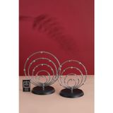 Mba Decor Metal Bending Art Olimpiya Gümüş Paslanmaz Ikili Dekoratif Ürün Salon Ünite Yanı Sehpa Üstü 20 - 25 Cm