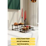 mba decor metal bending art Prisma Model Siyah Aynalı Sunum Tepsisi – İkili Set | Dekoratif & Şık Sunum 30x15cm