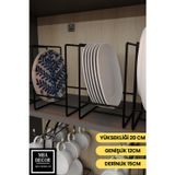 mba decor metal bending art Siyah Metal Tabak Düzenleyici - Paslanmaz Ergonomik Dolap İçi Mutfak Organizeri