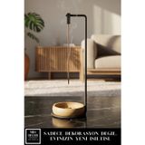 mba decor metal bending art Siyah Metal ve Bambu Tütsülük - Paslanmaz Dekoratif Obje Ev Salon Aksesuarı (31x10 cm)