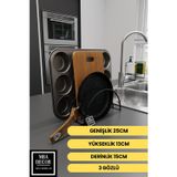 mba decor metal bending art Siyah Paslanmaz 3 Gözlü Tavalık Tencerelik Tabaklık – Dolap İçi Düzenleyici, Şık Mutfak Çözümü