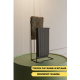 mba decor metal bending art Siyah Paslanmaz Çelik Banyo Askısı - Şık Dekoratif Havluluk ve Banyo Aksesuarı 40cm