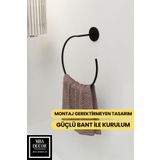 mba decor metal bending art Yakamoz Yapışkanlı Siyah Banyo Askısı Havluluk 15 cm Paslanmaz Metal Havlu Tutacağı, Şık Tasarım
