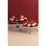 mba decor metal bending art Yuvarlak Ikili Gümüş Siyah Kahve Yanı Sunumluk Hediyelik Dekorasyon Ikramlık Organizer Mdf Ahşap 26
