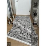 MBA Iskandinav Desen Saçaklı Üç Boyutlu Gri Yıkanabilir Kabartmalı Dinarsu Kaymaz Siyahtaban Halı - 80 x 500 cm