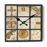 Mba Mutfak-Ahşap Saatler-Saatler-Mb Kare Eskitme Temalı Duvar Saati-Küçük-30X30x3,5 Cm