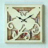 Mba Mutfak-Ahşap Saatler-Saatler-Mb Kare Kelebek Kabartmalı Temalı Duvar Saati-Küçük-30X30x3,5 Cm