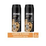 Mbb E-Ticaret 2 Adet Axe Erkek Sprey Deodorant Leather & Cookies 48 Saat Etkileyeci Koku 150 ml