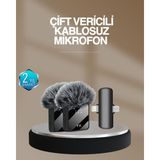 Mbb E-Ticaret 2’li Kablosuz Yaka Mikrofonu Type-C ve Lightning Uyumlu Profesyonel Set