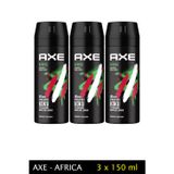 Mbb E-Ticaret 3 Adet Axe Africa Erkek Deodorant Sprey 150 ml