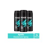 Mbb E-Ticaret 3 Adet Axe Erkek Sprey Deodorant Apollo 48 Saat Etkileyici Koku Vücut Spreyi 150 ml