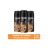 Mbb E-Ticaret 3 Adet Axe Erkek Sprey Deodorant Leather & Cookies 48 Saat Etkileyeci Koku 150 ml