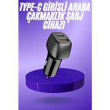 Mbb E-Ticaret 38W USB Type-C Girişli Oto Çakmaklık Araç İçi Hızlı Şarj Çakmaklık Şarj Aleti