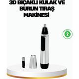 Mbb E-Ticaret 3D Bıçaklı Burun ve Kulak Tıraş Makinesi Pil ile Çalışan Taşınabilir Model