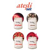 Mbb E-Ticaret 4 Adet Doğal Özel Seri Kokulu Dekoratif Kavanoz Mum 4X210 cc - Ateşli Set - RYL