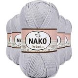 Mbb E-Ticaret 5 Adet Pırlanta Amigurumi El Örgü İpi Yünü Açık Gri 130