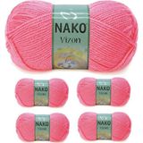 Mbb E-Ticaret 5 Adet Vizon Premium Akrilik El Örgü Ipi Yünü Renk No:236 Gül Pembe