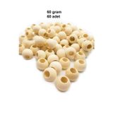 Mbb E-Ticaret 60 Gr (60 Adet) Ahşap Boncuk 15 mm çap x 10 mm Delik Doğal Yuvarlak Ahşap Makrome El İşi Çanta