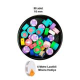 Mbb E-Ticaret 90 Adet 10 mm Polimer Kil Fimo Boncuk Takı Bileklik + 5 Metre Lastikli Misina Hediye - Deniz Temalı
