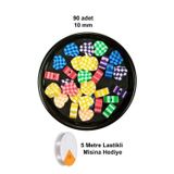 Mbb E-Ticaret 90 Adet 10 mm Polimer Kil Fimo Boncuk Takı Bileklik + 5 Metre Lastikli Misina Hediye - Desenli Kalp