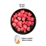 Mbb E-Ticaret 90 Adet 10 mm Polimer Kil Fimo Boncuk Takı Bileklik + 5 Metre Lastikli Misina Hediye - Kalp Love