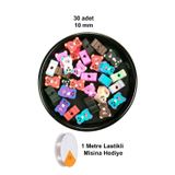 Mbb E-Ticaret 90 Adet 10 mm Polimer Kil Fimo Boncuk Takı Bileklik + 5 Metre Lastikli Misina Hediye - Renkli Ayıcık