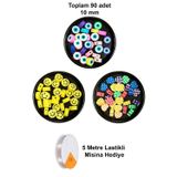 Mbb E-Ticaret 90 Adet 10 mm Polimer Kil Fimo Boncuk Takı Bileklik + 5 Metre Misina Hediye - Smile - Kalp - Nazar